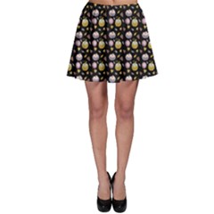 Shiny Pumpkins On Black Background Skater Skirt by SychEva