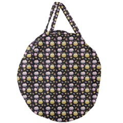 Shiny Pumpkins On Black Background Giant Round Zipper Tote by SychEva