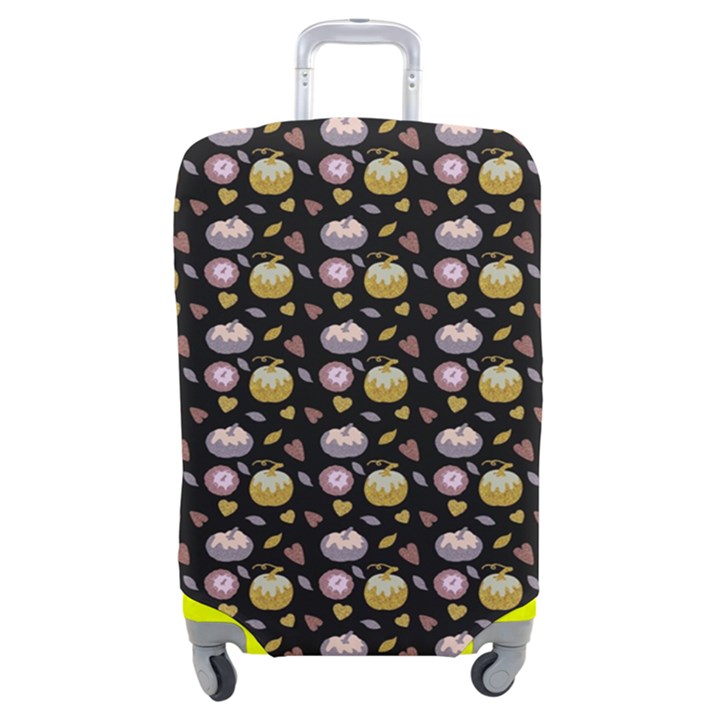 Shiny Pumpkins On Black Background Luggage Cover (Medium)