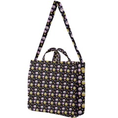 Shiny Pumpkins On Black Background Square Shoulder Tote Bag by SychEva