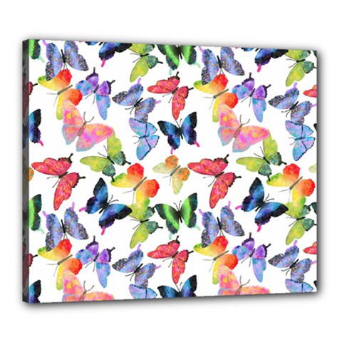 Bright Butterflies Circle In The Air Canvas 24  X 20  (stretched) by SychEva