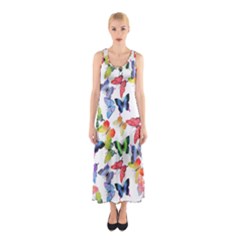 Bright Butterflies Circle In The Air Sleeveless Maxi Dress by SychEva