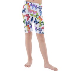 Bright Butterflies Circle In The Air Kids  Mid Length Swim Shorts by SychEva