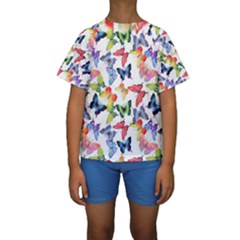 Bright Butterflies Circle In The Air Kids  Short Sleeve Swimwear by SychEva