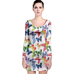 Bright Butterflies Circle In The Air Long Sleeve Bodycon Dress