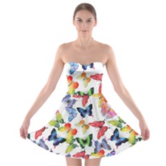 Bright Butterflies Circle In The Air Strapless Bra Top Dress by SychEva