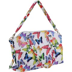 Bright Butterflies Circle In The Air Canvas Crossbody Bag by SychEva