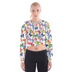 Bright Butterflies Circle In The Air Cropped Sweatshirt by SychEva