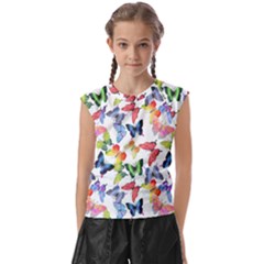 Bright Butterflies Circle In The Air Kids  Raglan Cap Sleeve Tee by SychEva