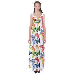 Bright Butterflies Circle In The Air Empire Waist Maxi Dress by SychEva