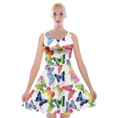 Bright Butterflies Circle In The Air Velvet Skater Dress by SychEva