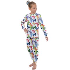 Bright Butterflies Circle In The Air Kids  Long Sleeve Set  by SychEva