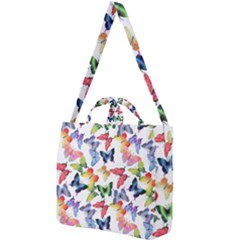 Bright Butterflies Circle In The Air Square Shoulder Tote Bag by SychEva