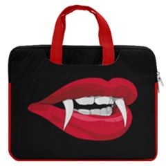 Glam Lipstick Vampire Teeth Macbook Pro Double Pocket Laptop Bag (large) by VernenInk