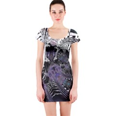 When Gears Turn Short Sleeve Bodycon Dress by MRNStudios