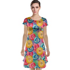 Multicolored Donuts Cap Sleeve Nightdress by SychEva