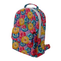 Multicolored Donuts Flap Pocket Backpack (large)