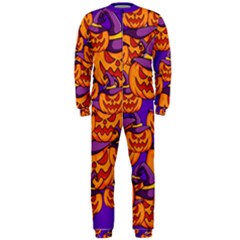 Purple And Orange Pumpkins, Crazy Halloween Pattern, Jack O  Lantern Onepiece Jumpsuit (men)  by Casemiro