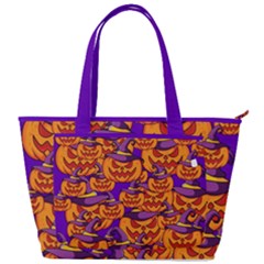 Purple And Orange Pumpkins, Crazy Halloween Pattern, Jack O  Lantern Back Pocket Shoulder Bag  by Casemiro