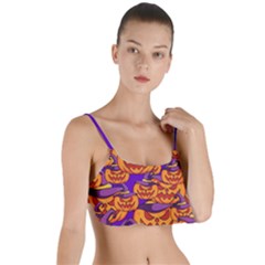 Purple And Orange Pumpkins, Crazy Halloween Pattern, Jack O  Lantern Layered Top Bikini Top  by Casemiro