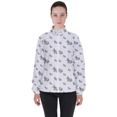 Grey Unicorn Sketchy Style Motif Drawing Pattern Women s High Neck Windbreaker by dflcprintsclothing