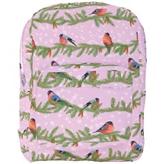 Bullfinches Sit On Branches On A Pink Background Full Print Backpack by SychEva