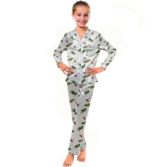 Spruce And Pine Branches Kid s Satin Long Sleeve Pajamas Set by SychEva