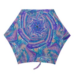 Blue Hues Feathers Mini Folding Umbrellas by kaleidomarblingart