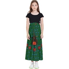 Halloween Pumkin Lady In The Rain Kids  Flared Maxi Skirt by pepitasart