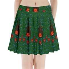 Halloween Pumkin Lady In The Rain Pleated Mini Skirt by pepitasart