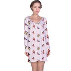 Bullfinches Sit On Branches Long Sleeve Nightdress by SychEva