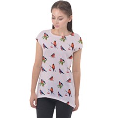 Bullfinches Sit On Branches Cap Sleeve High Low Top