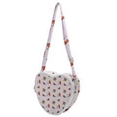 Bullfinches Sit On Branches Heart Shoulder Bag by SychEva