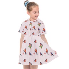 Bullfinches Sit On Branches Kids  Sailor Dress by SychEva