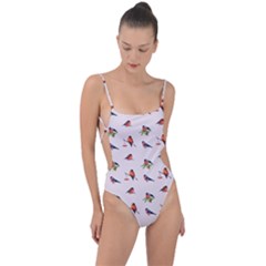 Bullfinches Sit On Branches Tie Strap One Piece Swimsuit by SychEva