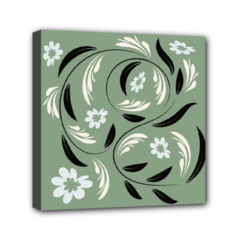 Folk Flowers Floral Art Print Flowers Abstract Art  Mini Canvas 6  X 6  (stretched) by Eskimos