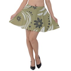 Folk Flowers Pattern Floral Surface Design Seamless Pattern Velvet Skater Skirt by Eskimos