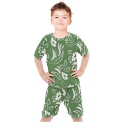 Folk Flowers Pattern Floral Surface Design Seamless Pattern Kids  Tee And Shorts Set by Eskimos