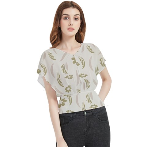 Folk Flowers Pattern Floral Surface Design Seamless Pattern Butterfly Chiffon Blouse by Eskimos