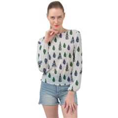 Coniferous Forest Banded Bottom Chiffon Top by SychEva