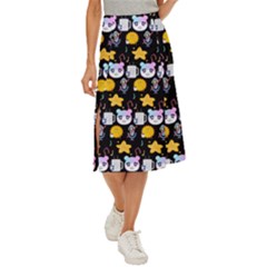 Cats Sun Stars Midi Panel Skirt