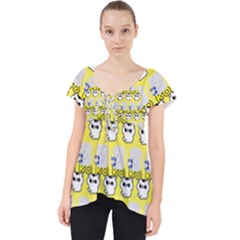 Cartoon Pattern Lace Front Dolly Top