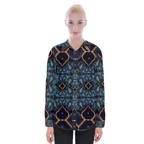 Blue Pattern Womens Long Sleeve Shirt by Dazzleway