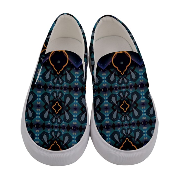 Blue pattern Women s Canvas Slip Ons