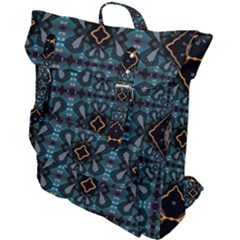 Blue Pattern Buckle Up Backpack by Dazzleway