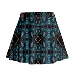 Blue Pattern Mini Flare Skirt by Dazzleway