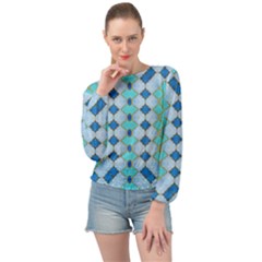Turquoise Banded Bottom Chiffon Top by Dazzleway