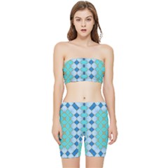 Turquoise Stretch Shorts And Tube Top Set by Dazzleway