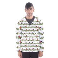 Bullfinches On The Branches Men s Hooded Windbreaker by SychEva