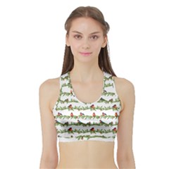 Bullfinches On The Branches Sports Bra With Border by SychEva